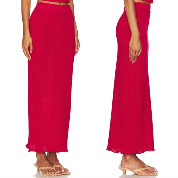 NEW SNDYS x REVOLVE Josefina Maxi Skirt in Red Small S - Picture 2 of 2